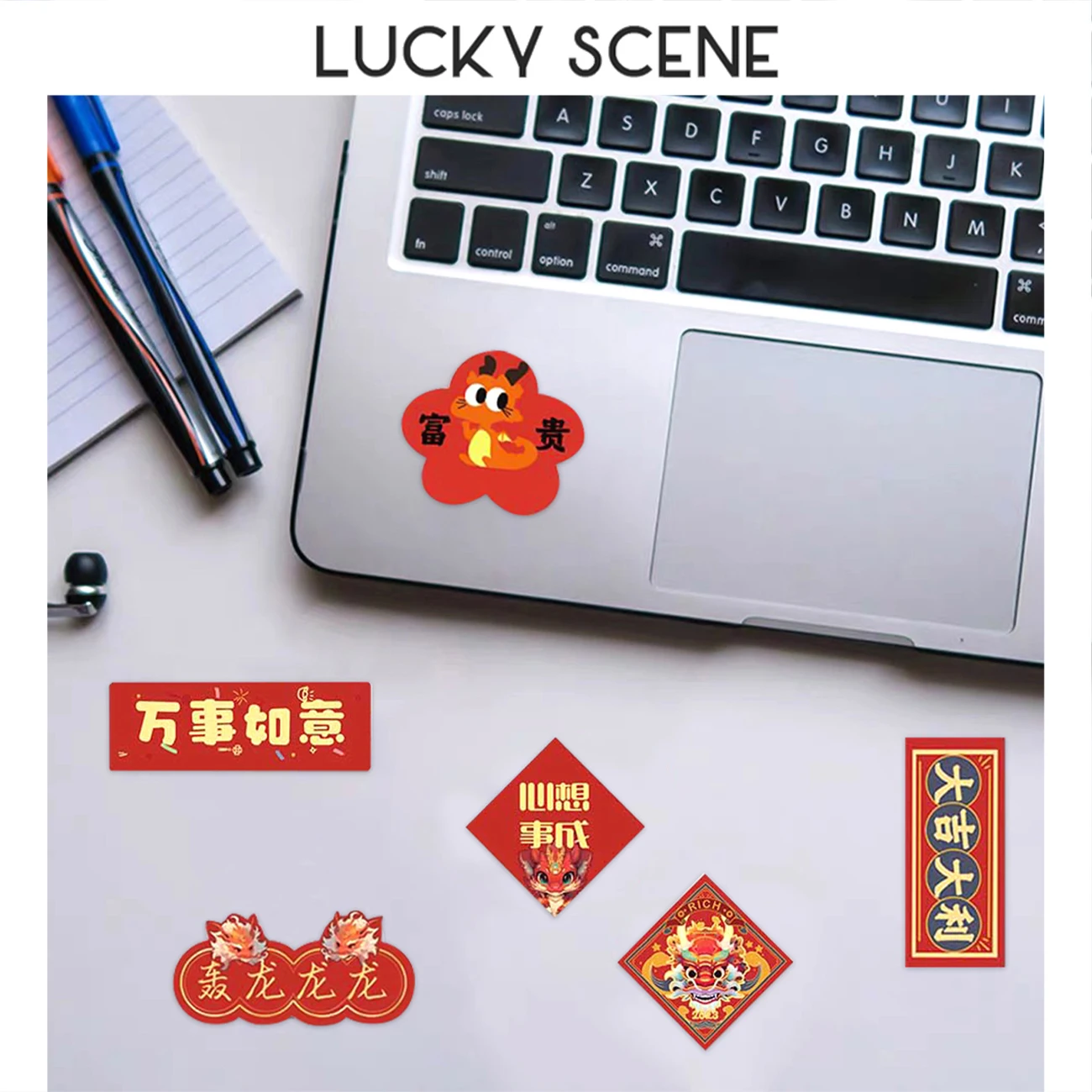 88Pcs Happy New Year 2024 Stickers For The Year Of The Dragon Notebook Water Cup Mobile Phone Waterproof Sticker S01830