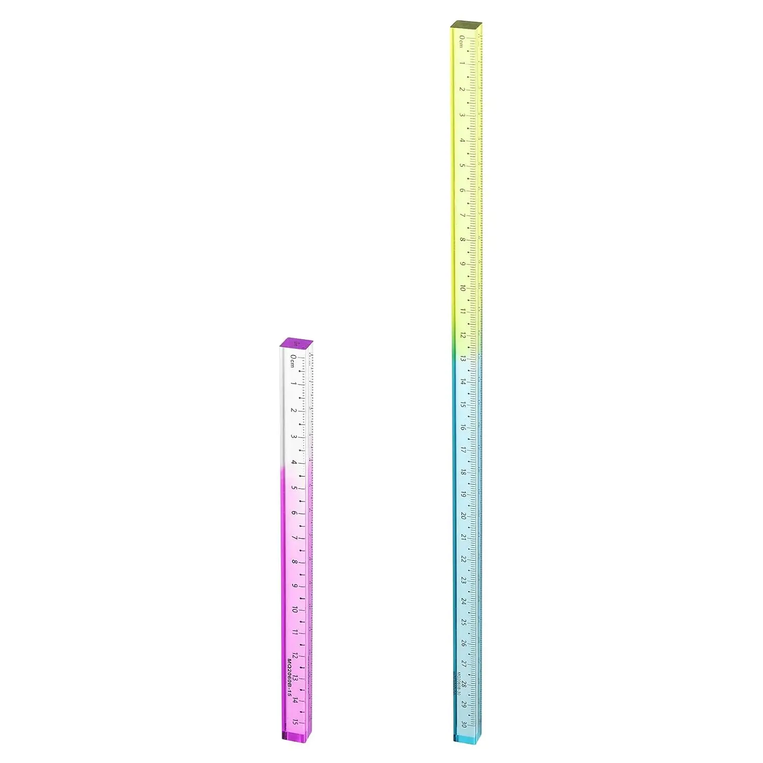 2pcs 15/30cm Metric Acrylic Clear Straight Rulers Transparent Gradient Three-Dimensional Plastic Ruler Square Cube Measuring Too