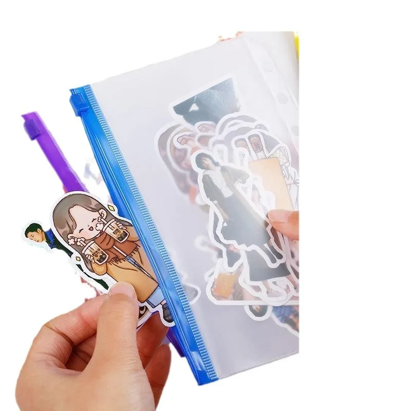 A5 A6 B5 Transparent Zipper File Folders with Inserts Document Bags Stationery Paper Storage Bags Binding in Loose Ring Notebook