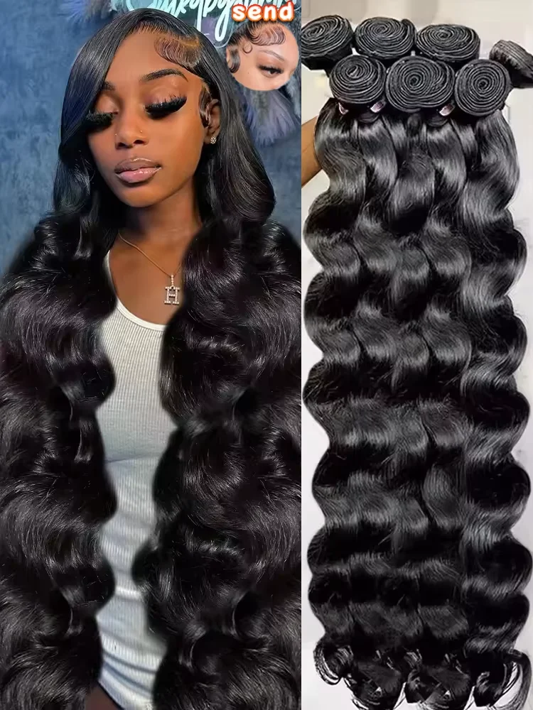 30 40Inch 3 4Bundle Body Wave Bundles 100% Virgin Unprocessed Human Hair 16A Raw Hair Bundles Extensions Brazilian Natural Black