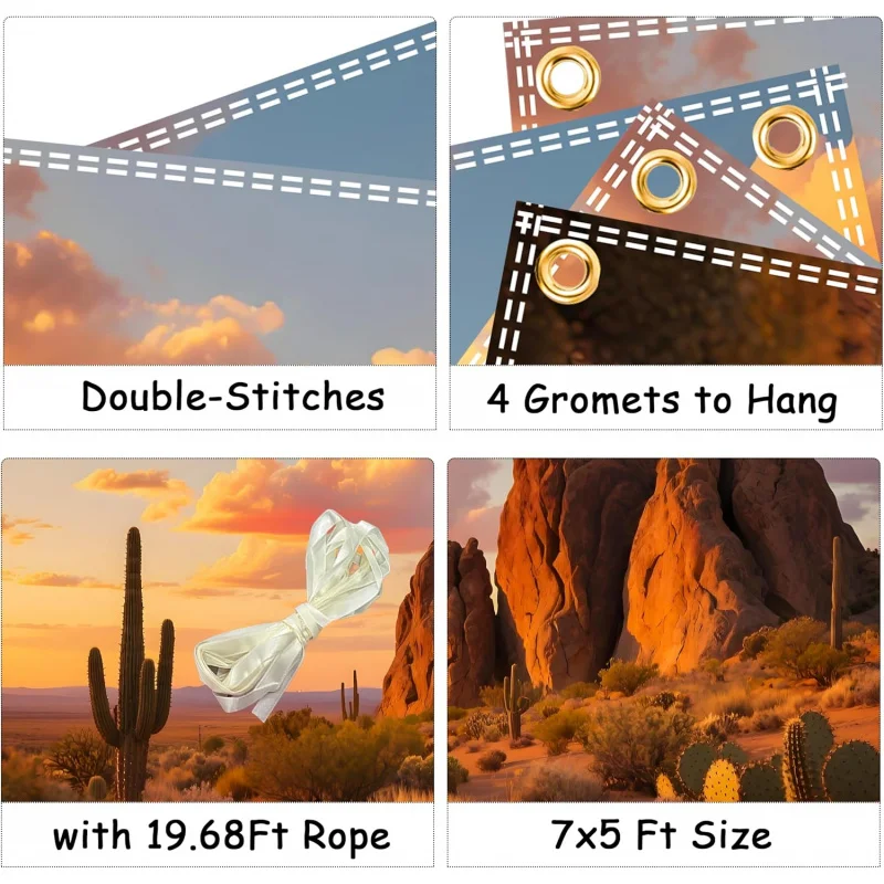 VIKAMA Desert Background Curtains, Wild West Background Curtains, Desert Tapestries, Suitable For Western Party Decoration