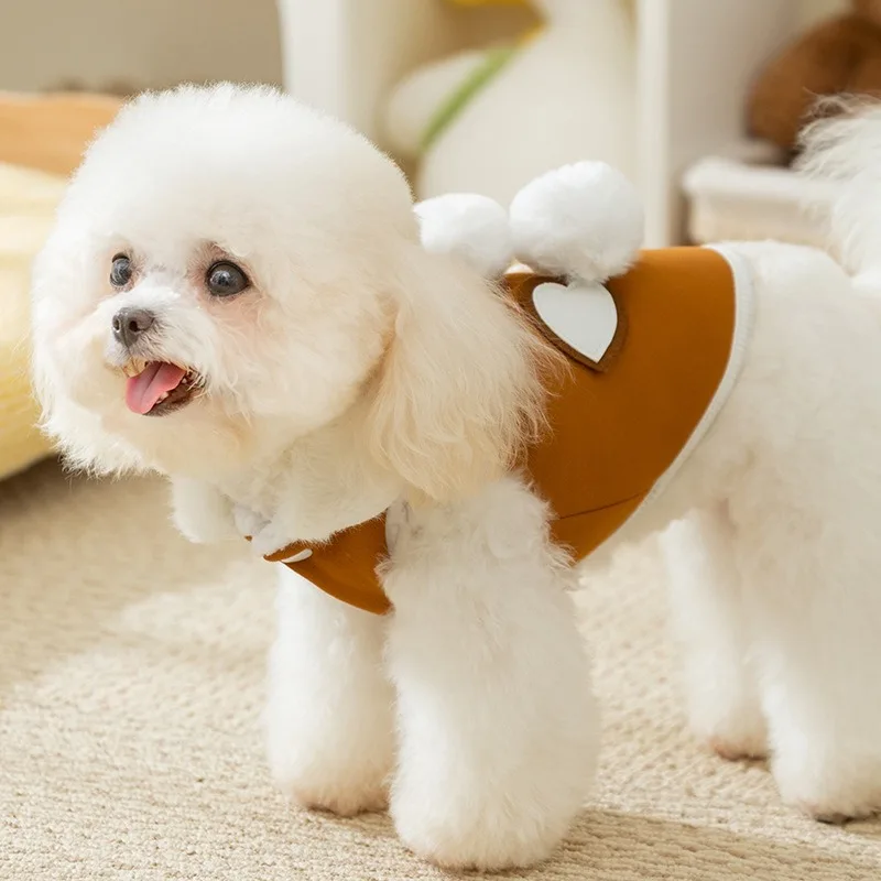 Solid Color Dog Clothes Winter Thickened Teddy Cotton Clothes Cute Wind Sleeveless Vest Yorkshire Fleece Sweater Dog Products image 3