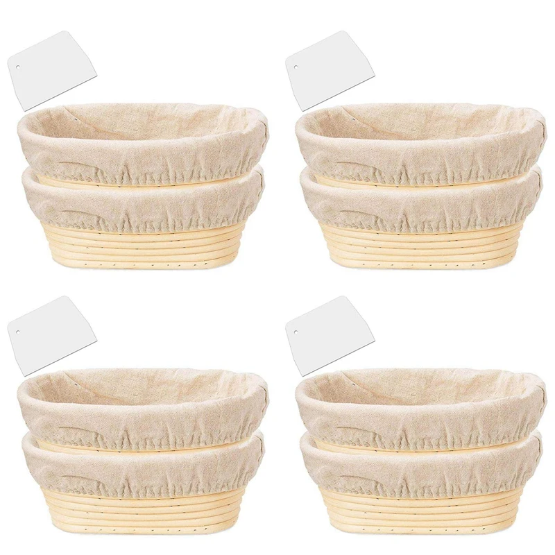 8 Packs 10 Inch Oval Shaped Bread Proofing Basket - Baking Dough Bowl Gifts For Bakers Proving Baskets