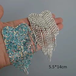 Sparkle tassel heart flower emboirdery Patches for Clothing Rhinestone sequins beaded parche Appliques Decoration Badge parc