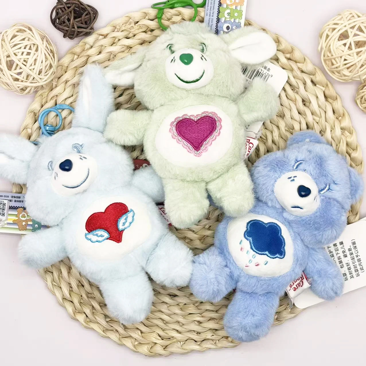 Care Bears Plush Key Chain Cute Rainbown Cartoon Bear Pendant Stuffed Anime Decor Ornament Perfect Birthday&Holiday Gift Girls