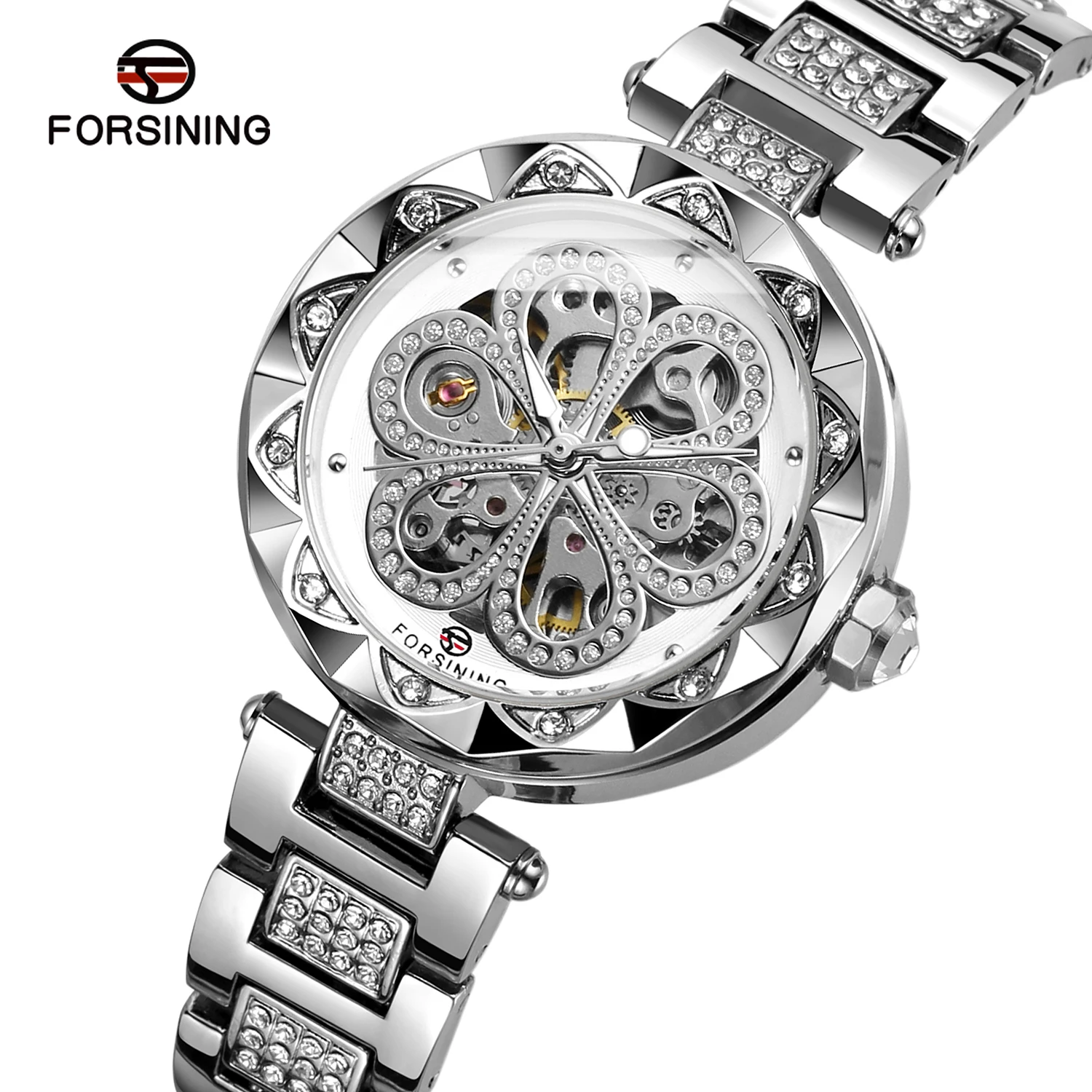 

Forsining Fashion Women Watch Top Brand Diamond Female Wristwatch Automatic Machanical Ladies Watches Luminous Hands Clock Gift