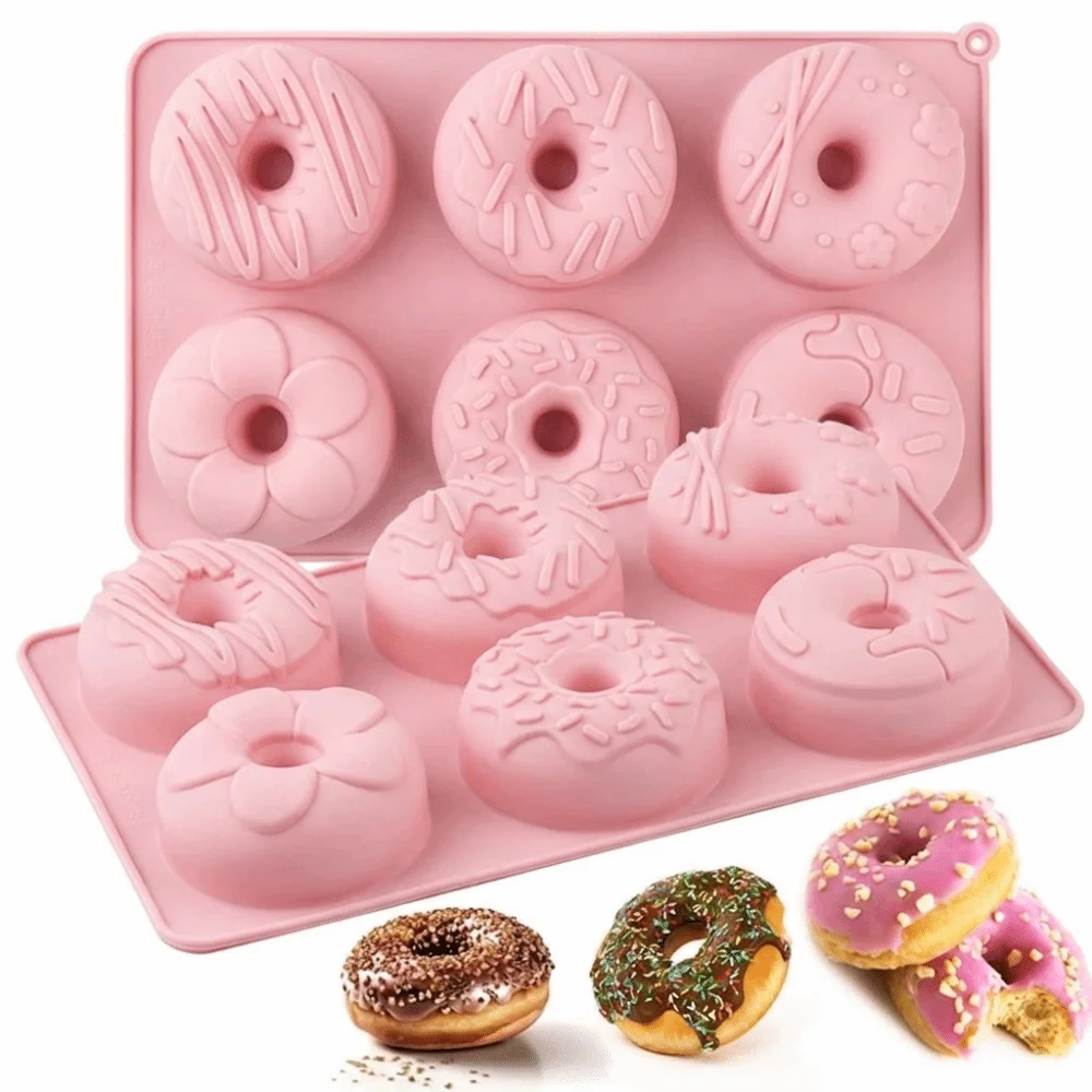 New Silicone Donut Mold High Temperature Resistant Food Grade Silicone Baking Pan Non-Stick Reusable Cake Mold Home Baking