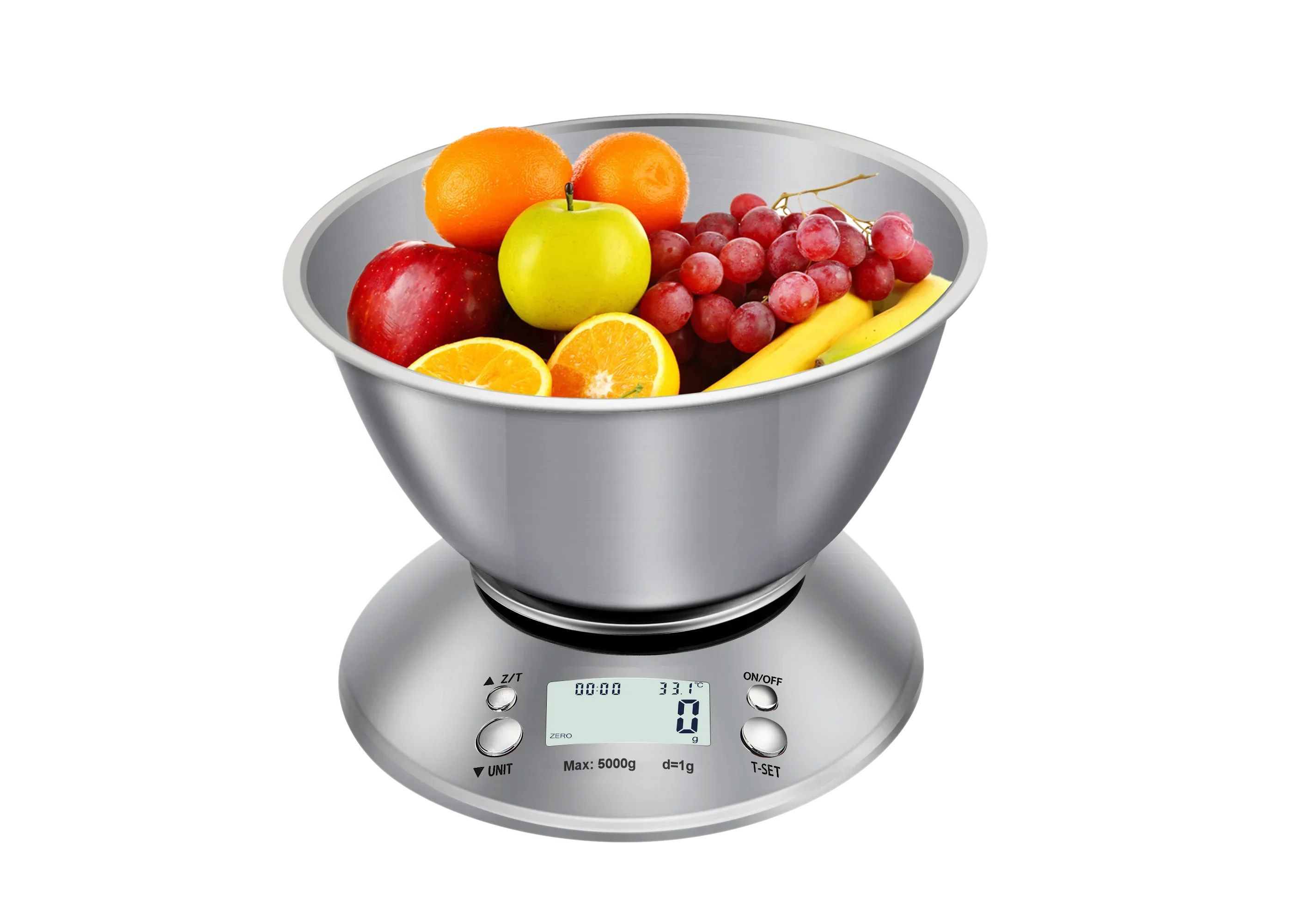 Stainless Steel Kitchen Scale with Tray, Hd LCD Digital Display, Automatic Shutdown, Accuracy 1g,max Weighing 5kg