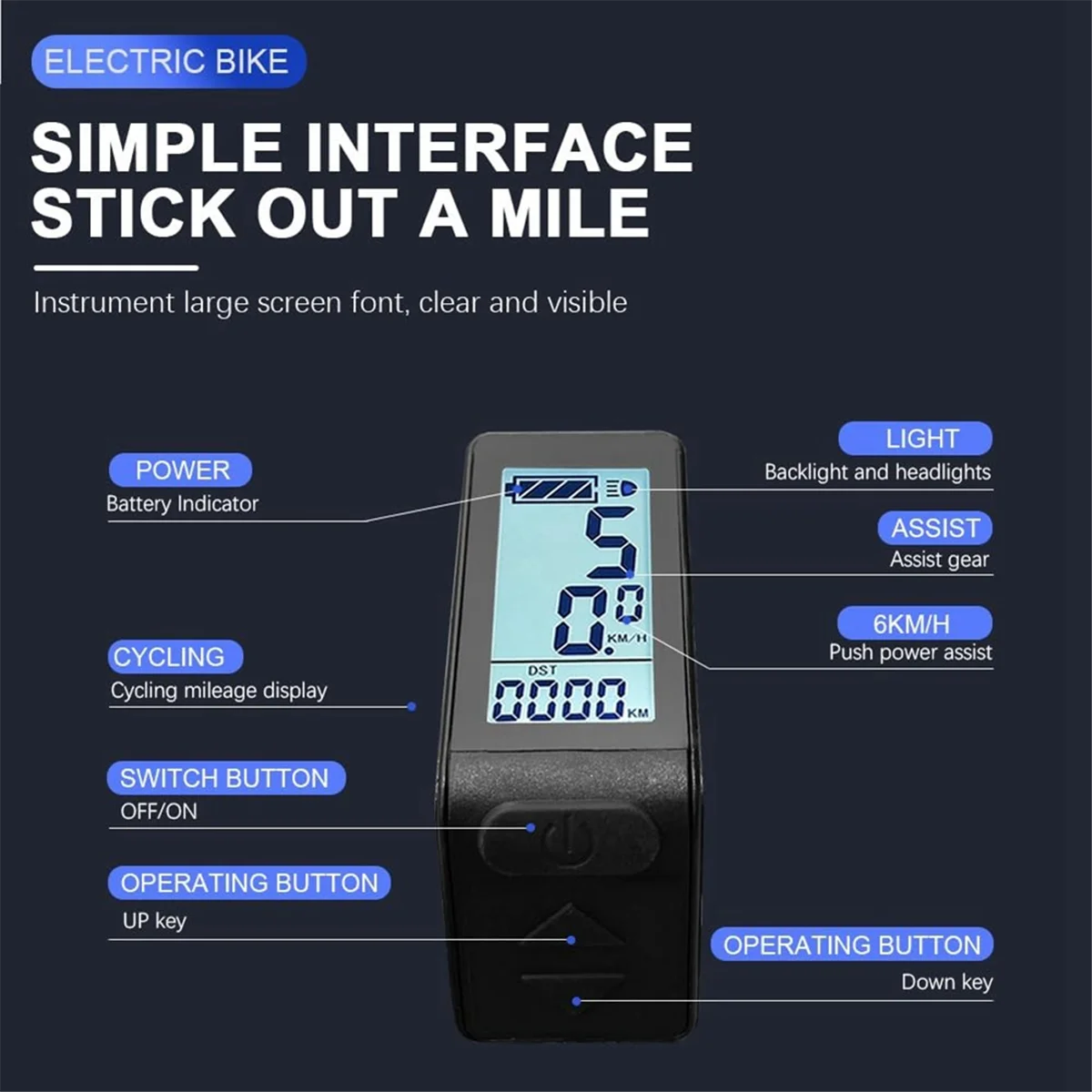 EBike จอแสดงผล LCD MINI เมตร KT-LCD4 จอแสดงผลกันน้ําสําหรับ KT Controller ไฟฟ้าจักรยานชุด