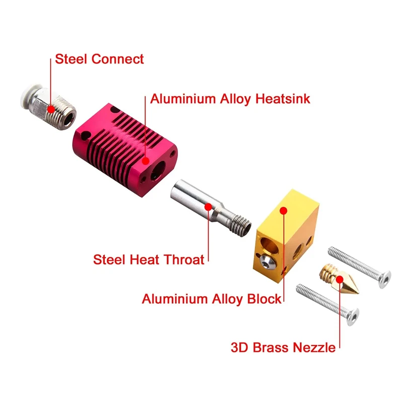 3D Printer Ender 3 Metal J-Head CR10 MK8 Hotend Extruder Kit Heat Block Nozzle Heater Thermistor for CR10s Pro Ender3 V2 Ender 5 view 2