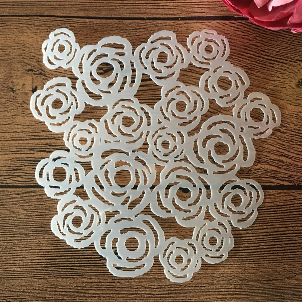 8 unids/set 13*13cm flores hojas Rosa ciruela DIY capas plantilla para pintura libro de recortes colorear relieve álbum plantilla decorativa