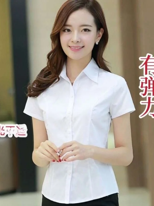 

Профессиональная женская белая шифоновая блузка с коротким рукавом, ультракороткая, стандартного кроя, модная, весенняя