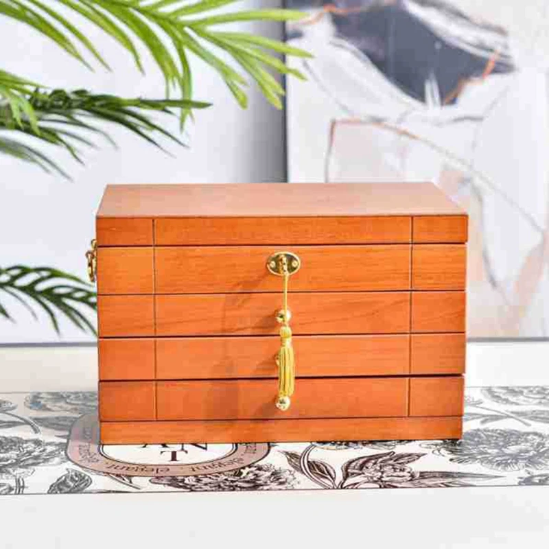 

PWS Vintage Style Solid Wood Jewelry Box Large Capacity Jewelry Storage Box Jewelry For Jewelry Storage Wooden Box