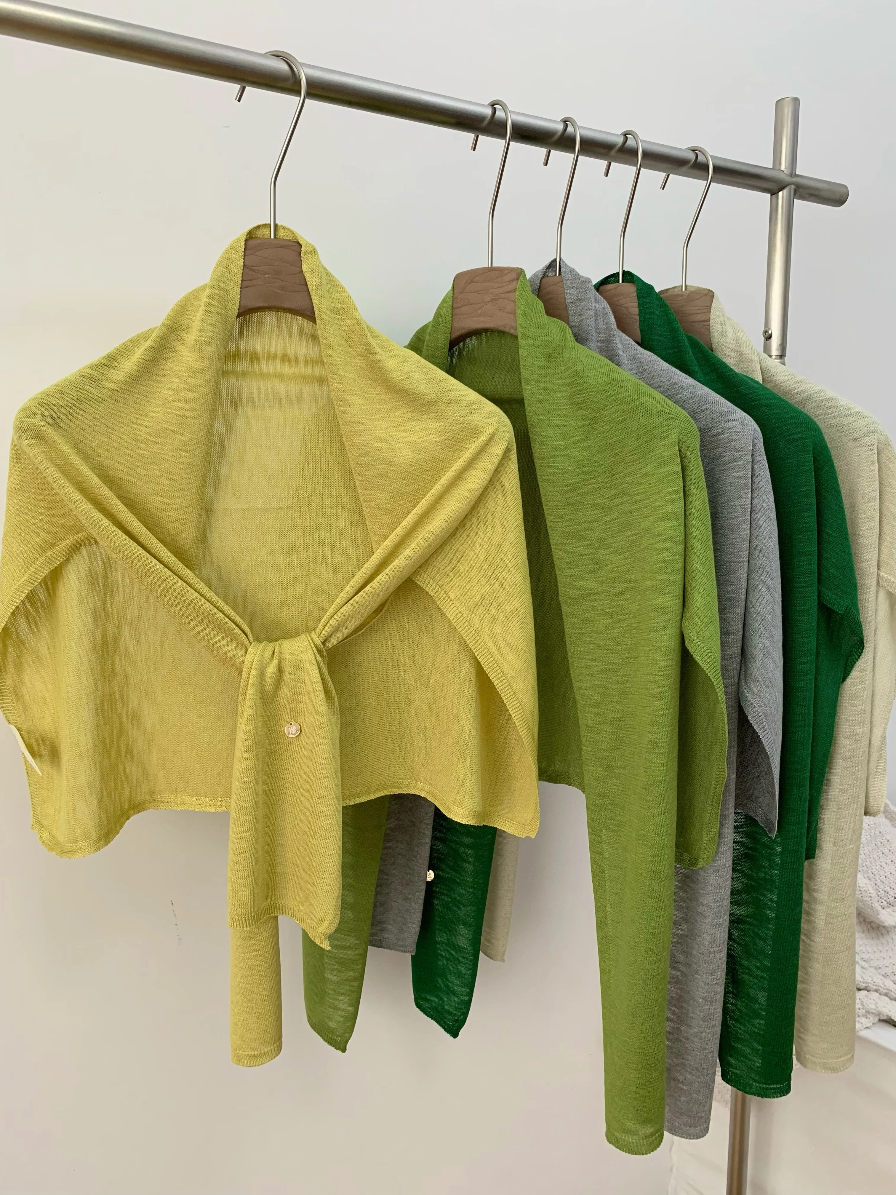 Summer Lightweight Bamboo Rayon Ice Silk Knitted T-Shape Shawl Women's Air Conditioned Room Outerwear Multi-Functional Scarf