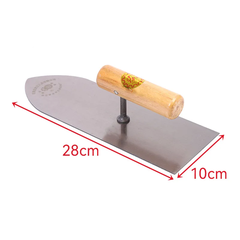 28*10cm Plastering Trowel with Wooden Handle, Wall and Floor Concrete Finishing Tool for Cement Smoothing Work