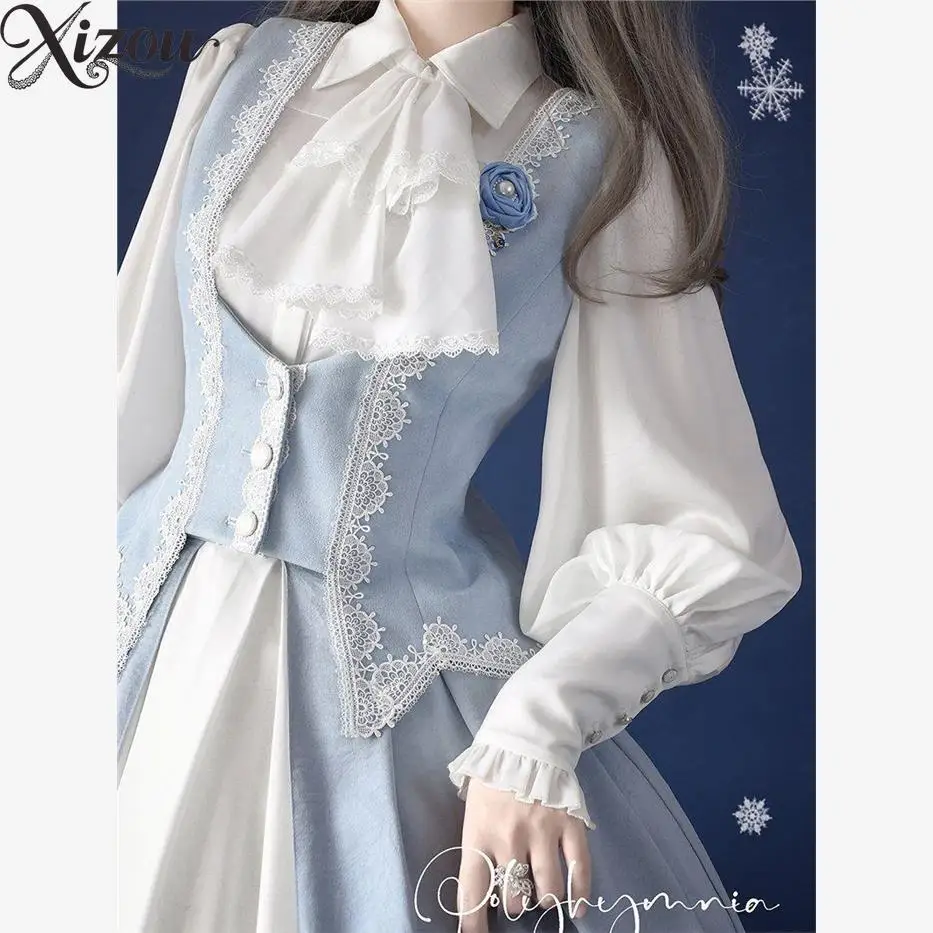 Haut à manches longues Style Lolita Original, chemise à manches longues, blanc pur, chemises intérieures élégantes pour femmes, mode printemps automne