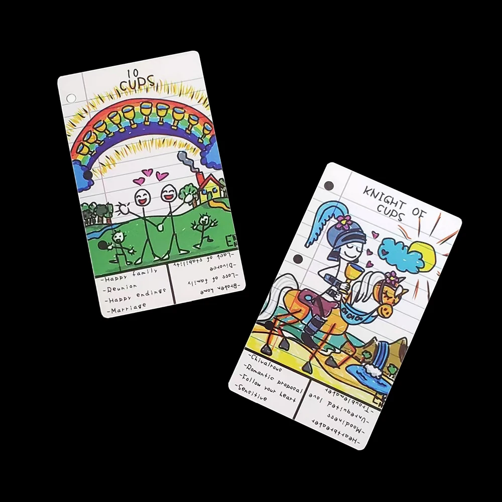 NEW 12CMx7CM Doodle keyword Divination Tarot deck designed with novice and beginners in mind Keyword Tarot Deck, Learning Tarot