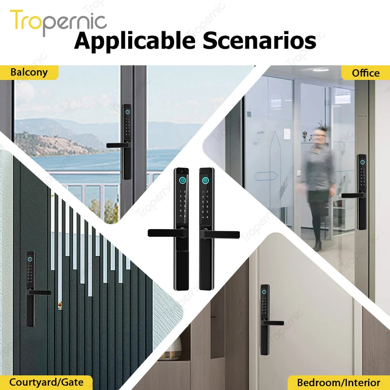 TTlock Fingerprint Double Two Side Waterproof Outdoor Smart Door Lock SUS Material For Slim Aluminum swing Sliding Lock