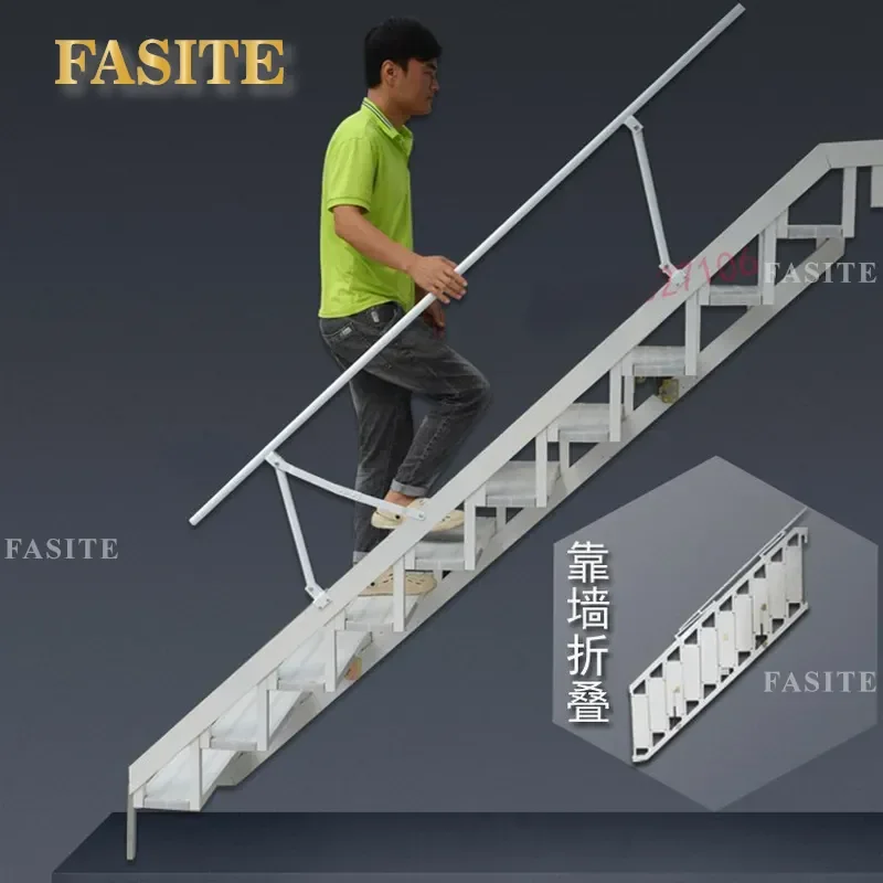For Aluminum Alloy Folding Wall Ladder Indoor Outdoor Storage Stairs Villa Duplex Fire Escape Space Saving Compact Design