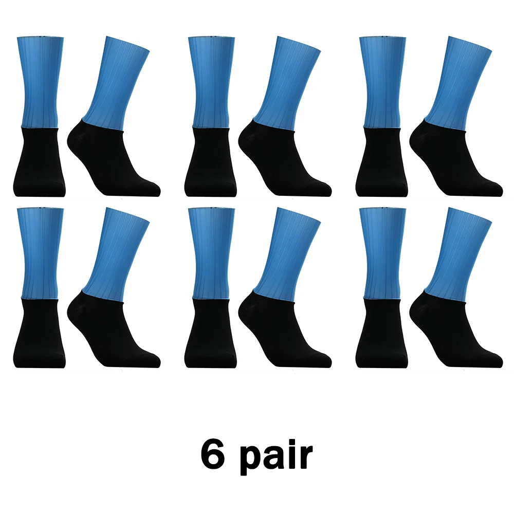 

6 пар аэро велосипедных летних противоскользящих носков, белые силиконовые носки, мужские велосипедные спортивные носки для бега, велосипедные носки Calcetines Ciclismo