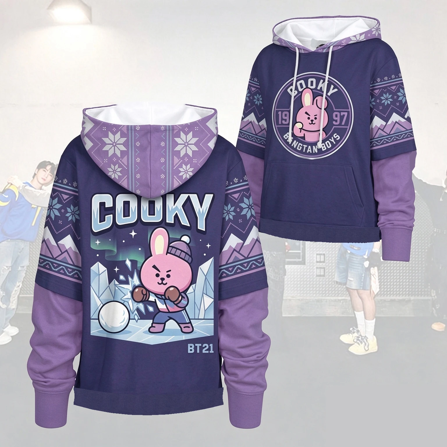 2026 Kawai Bangtan Boys BT21 Christmas Hoodie BTS Gift for Fans, New 3D Printed Casual Street Parent Child Family Costume