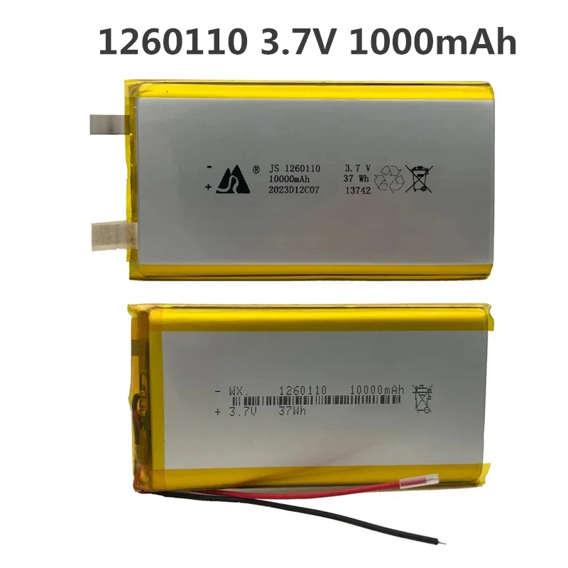 3.7V 10000mAh 1260110 Polymer Lithium Battery/lithium Ion Battery with Protection Board for Power Bank GPS 100% Real Capacity
