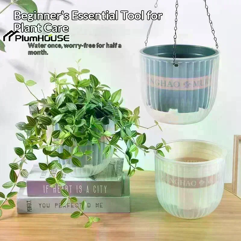 Transparent Hanging Basket Flower Pot For Lazy People Self-priming Hydroponic Resin Large Diameter Fall-resistant Shampoo