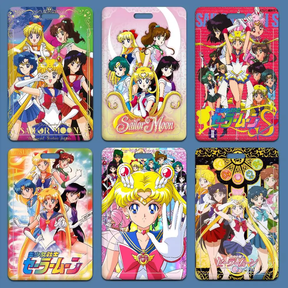 

Очаровательный чехол для карт S-Sailor M-Moon унисекс, женский держатель для рабочего удостоверения с ремешком, чехол для бизнес-карт и бейджей, сумка-футляр