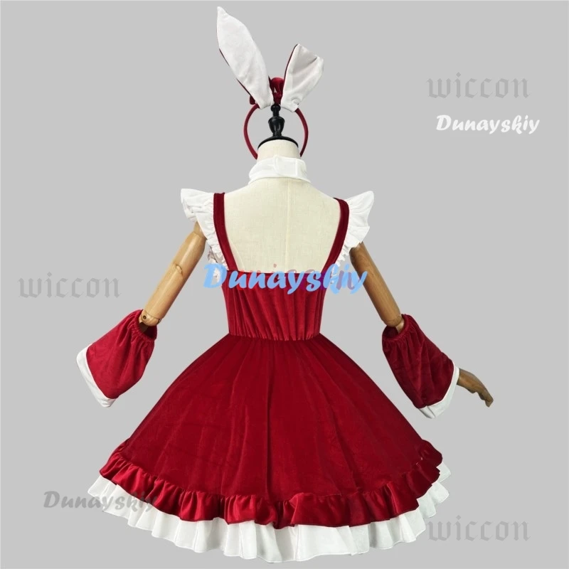 Sweet Lolita Bunny Girl, Costume d'Halloween, Costume de cosplay de Noël, Anime japonais, Lingerie de femme de chambre rose, Tenue de jeu de rôle de lapin en velours doux