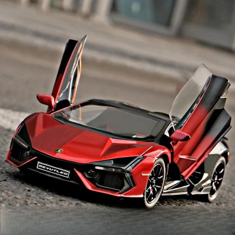 

1:24 Revuelto Supercar, литая под давлением модель из сплава, украшение интерьера автомобиля, звук и свет, высокая имитация, подарок для друга