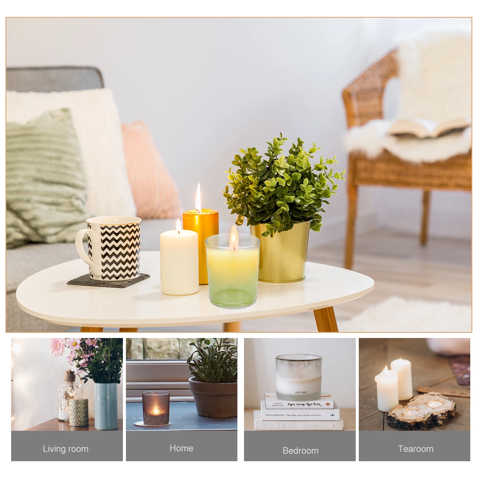 

4Pcs Glass Cups with Bamboo Lid Premium Making Jars for Scented Candles Home Decor Clear Tea Light Holders