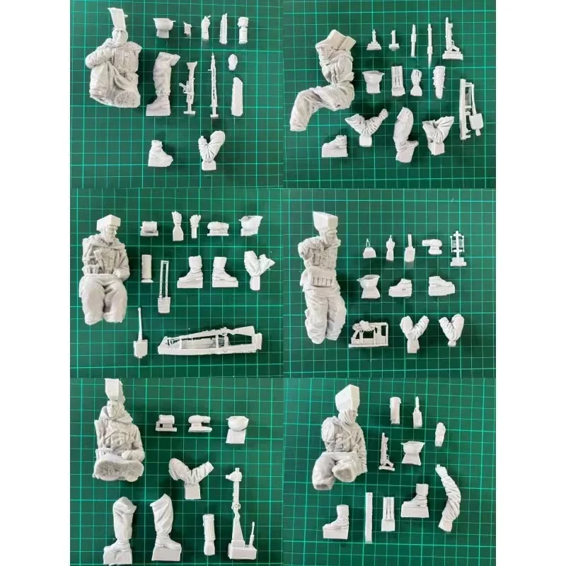 1/16 Resin Figure Unpainted Model Kit, World War II military theme, (6 soldiers, no tanks) Unassembled and unpainted GK,