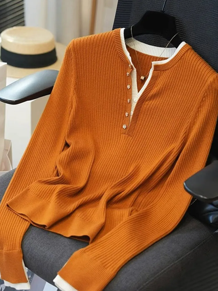 

Удобный шерстяной вязаный женский топ Long Sve Base irt Sli, корейская версия, лоскутный топ для похудения, модный новый слей