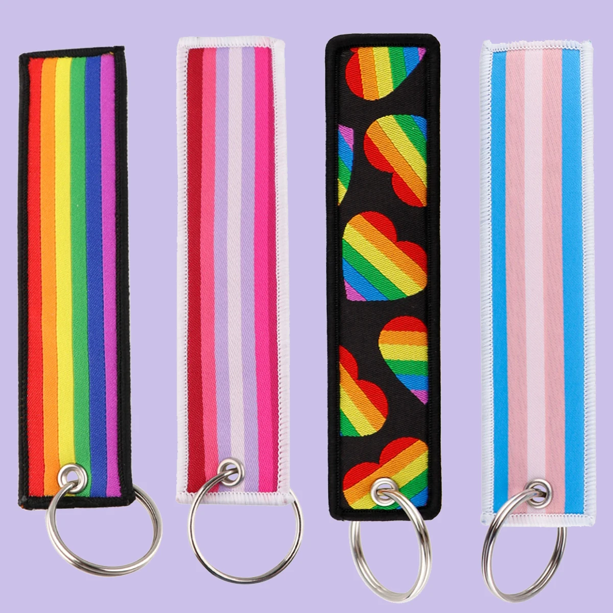 

1pcs Rainbow Gay Embroidered Keys Tag Keychains For Motorcycles Cars Backpack Fashion Key Ring Accessories Chaveiro Gifts