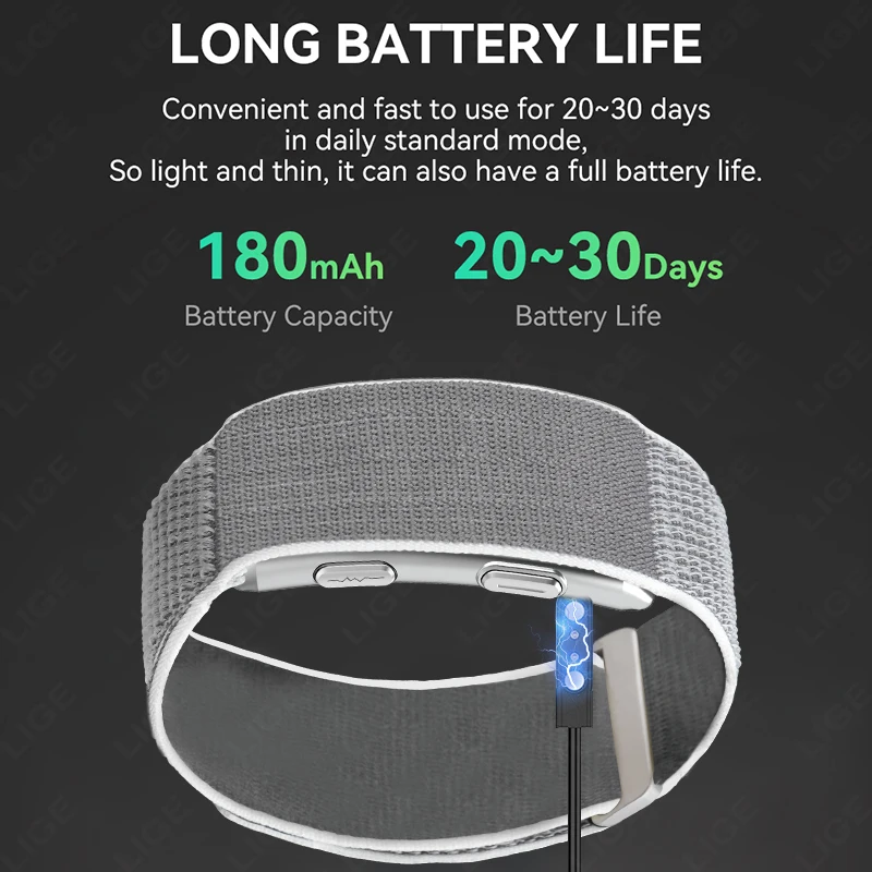 LIGE جديد ECG سوار ذكي معدل ضربات القلب الأكسجين في الدم مقاوم للماء عمر البطارية الطويل لا شاشة الرياضة اللياقة البدنية مراقبة الساعات الذكية