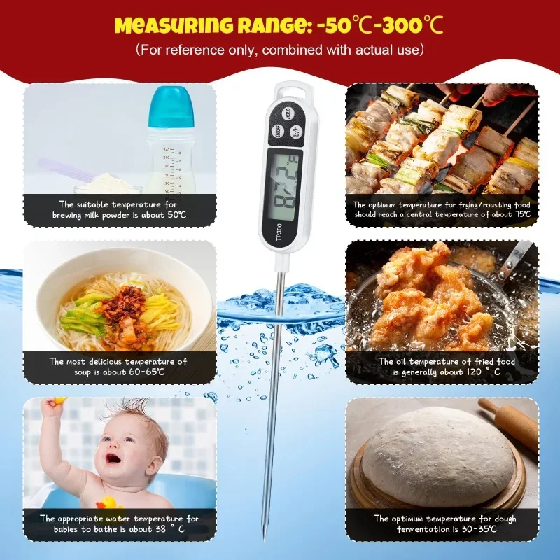 

Food Thermometer Probe Type Electronic Kitchen Digital Thermometer for Meat Milk Cooking Food BBQ TP300 Temperature Gauge Tool