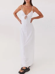 Women s Spaghetti Strap Bodycon Maxi Dress Sleeveless V Neck Backless Long Dress Party Evening Wedding Guest Dress