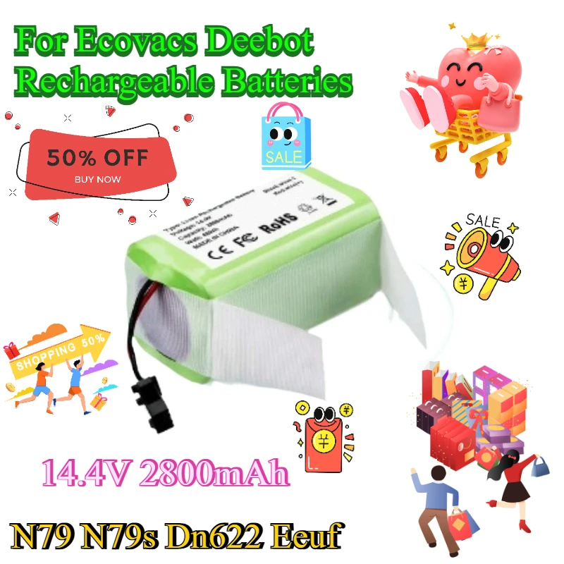 

14.4V 2800mAh for Ecovacs Deebot N79 N79s Dn622 Eeuf Rechargeable Batteries