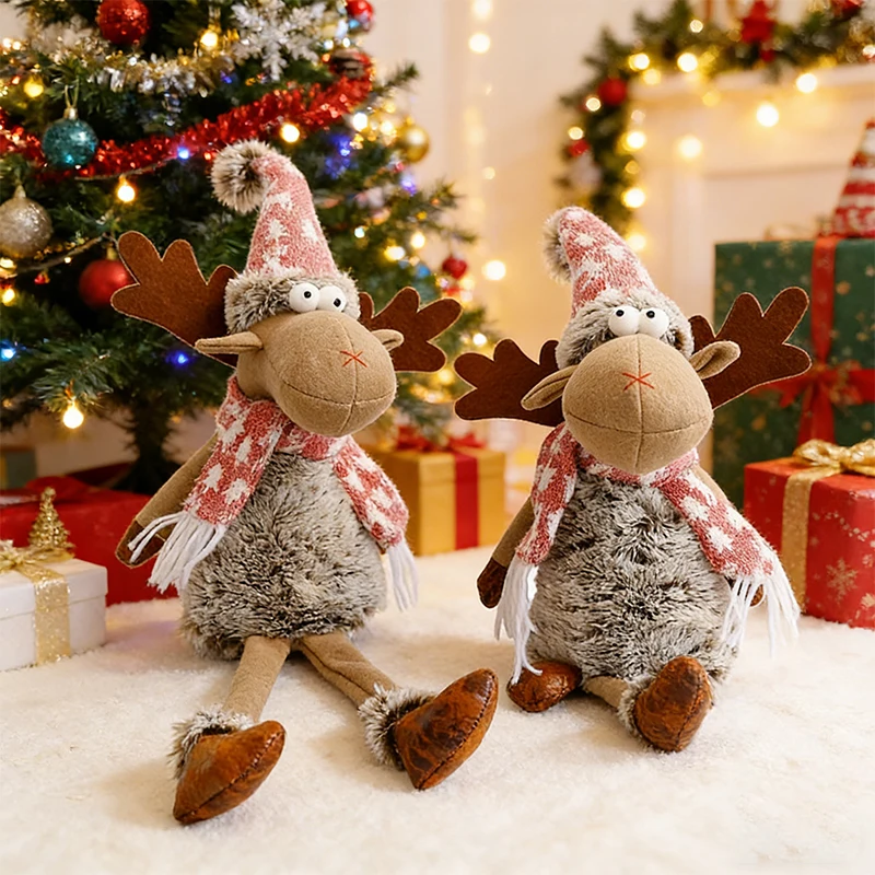 

Рождественская вязаная плюшевая кукла серого лося-мини-настольная рождественская декоративная фигурка, праздничный праздничный подарок, игрушка в наличии, быстрая доставка