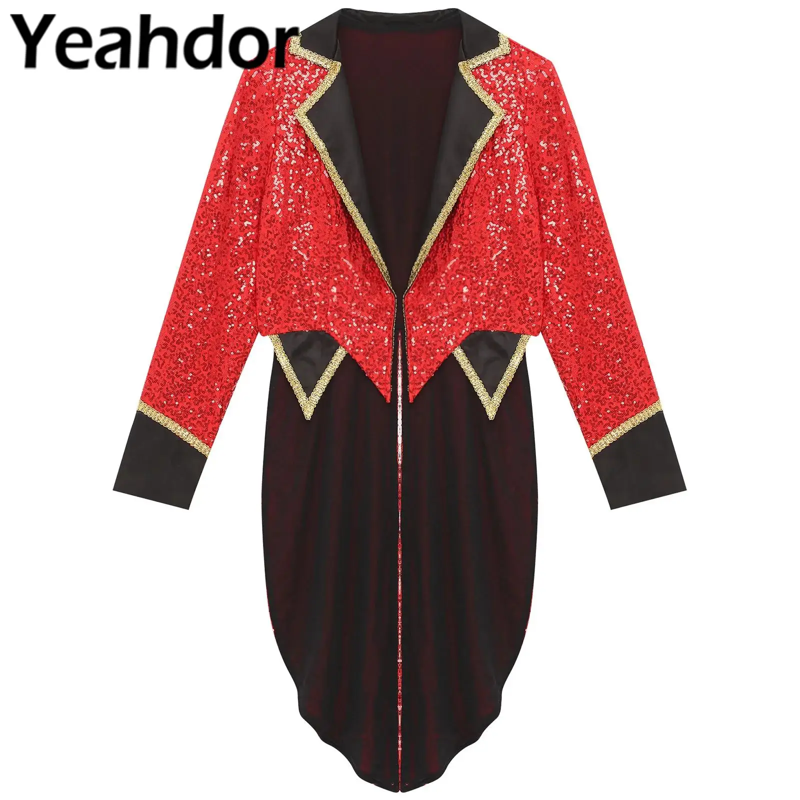 Men's Circus Ringmaster Tailcoat Jacket Lion Tamer Showman Cosplay Costume Halloween Tuxedo Coat Carnival Prom Magician Dress Up