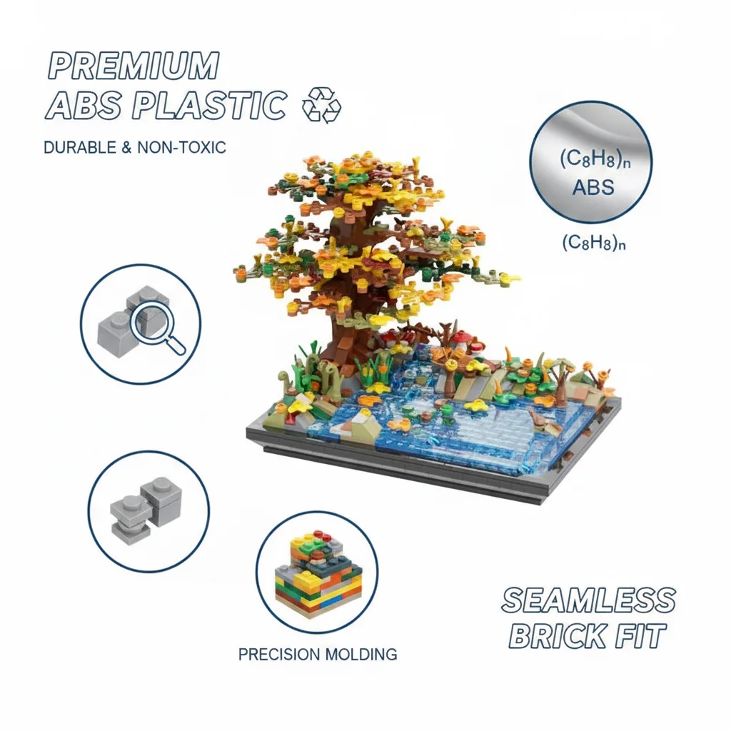 MOC Autumn Lakeside Tree Park Landscape Building Blocks DIY Garden Botanical Model Bricks Assembly Toy for Adult Fans Gift