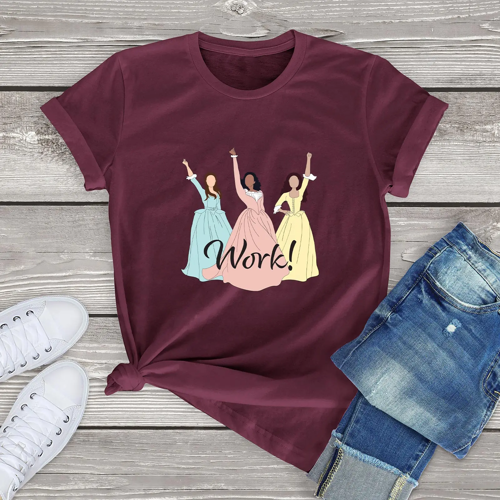 Novo 100% algodão subir trabalho hamilton jovens scrappy & hungry musical engraçado masculino feminino algodão camiseta presente macio topo t