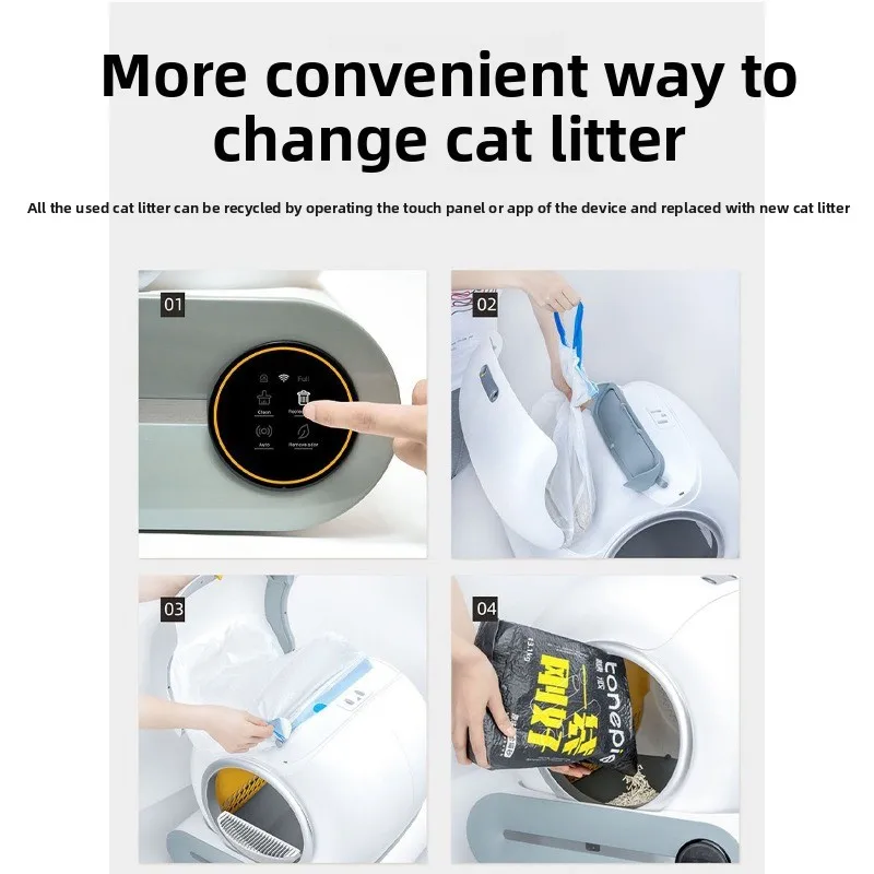 Intelligent Automatic Oversized Cat Litter Box, Electric Cleaning and Closing Integrated, Deodorizing, Pet Cat Toilet Flushing