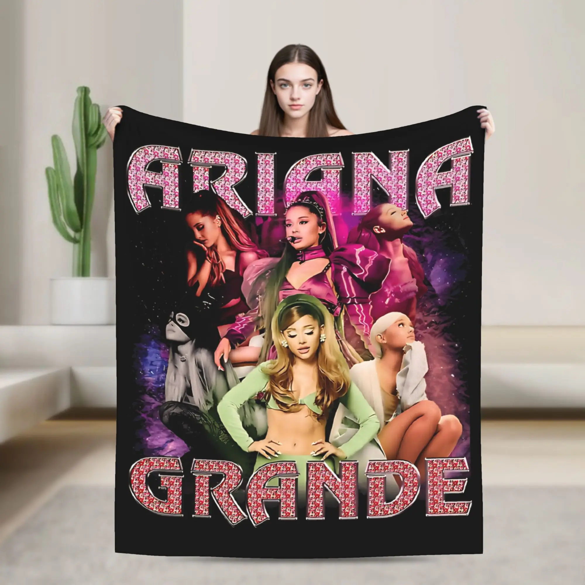 

Ariana GrandesGlitter Pop Diva Collage Poster Flannel Throw Blanket Blankets for Home Travel Lightweight Thin Bedding Throws,
