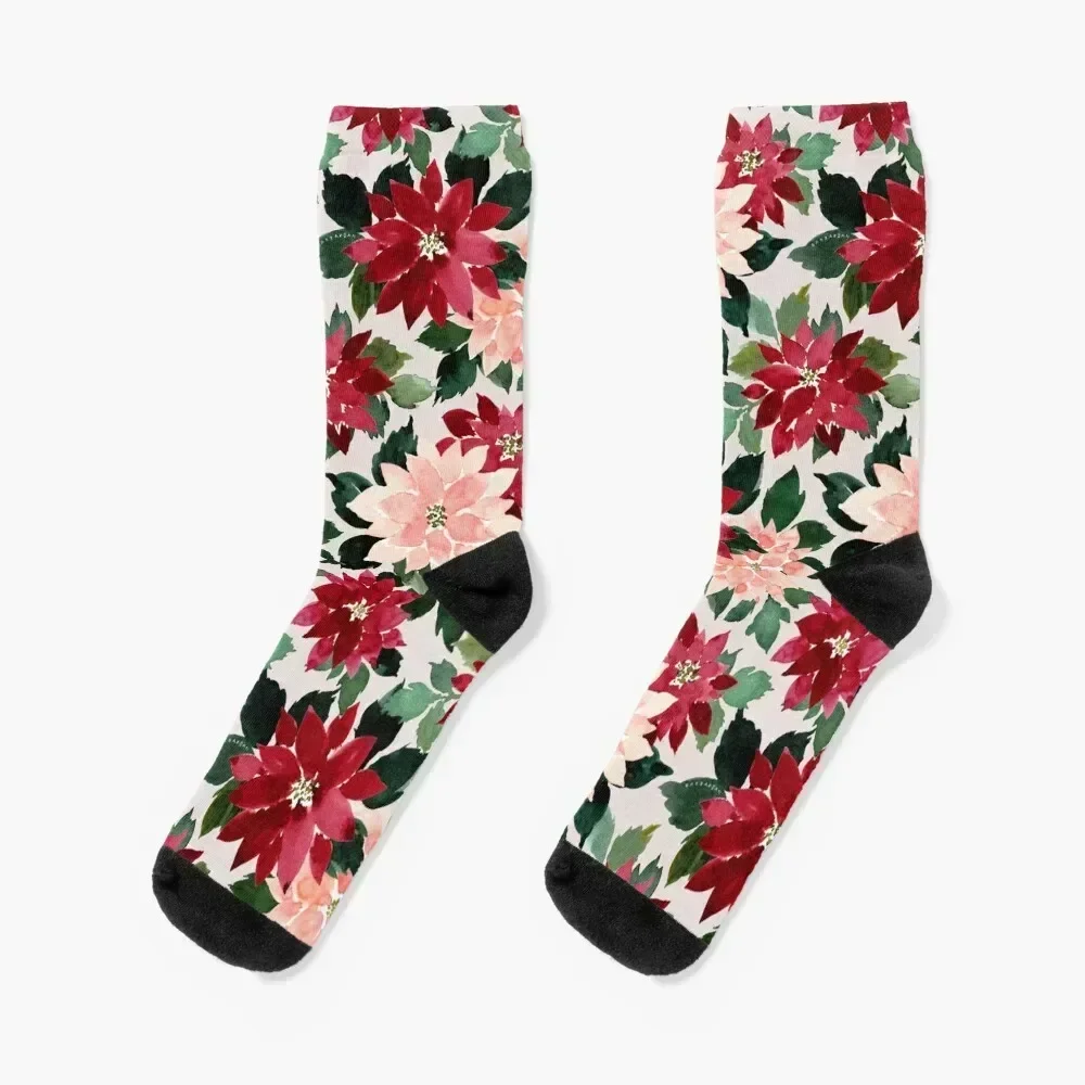 

POSH POINSETTIAS Socks hiphop cycling aesthetic christmass gift Socks For Man Women's