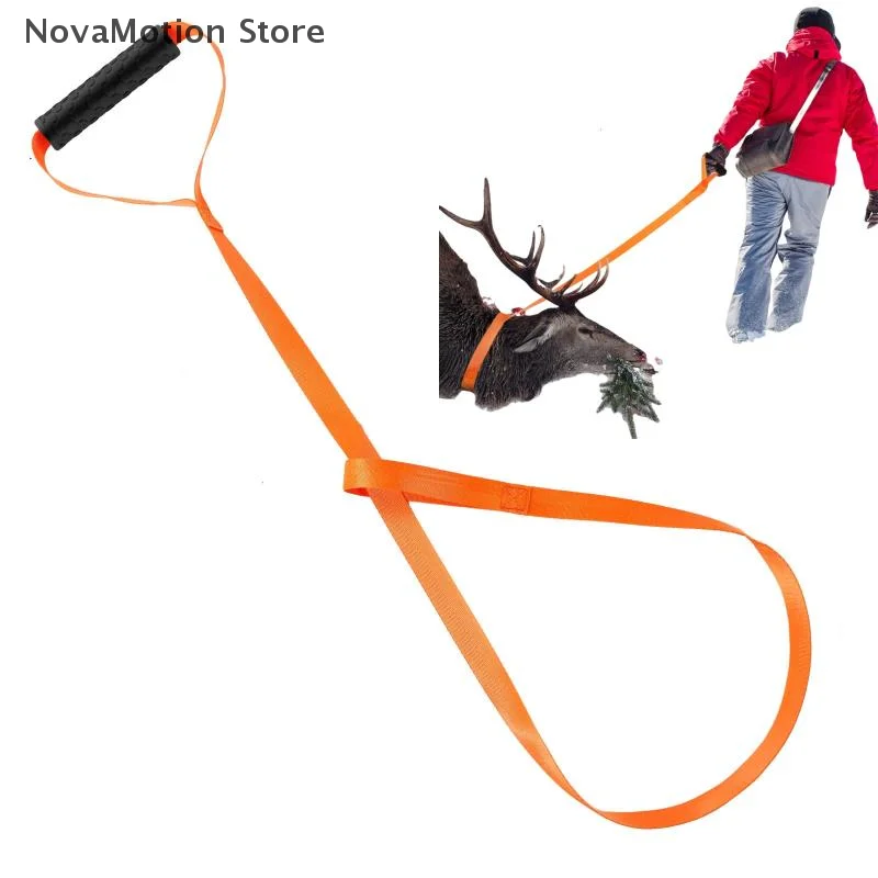สายรัดลากกวางแบบพกพา 1 ชิ้น พร้อมที่จับ สายรัดอเนกประสงค์สำหรับการล่าสัตว์กลางแจ้งในฟาร์ม