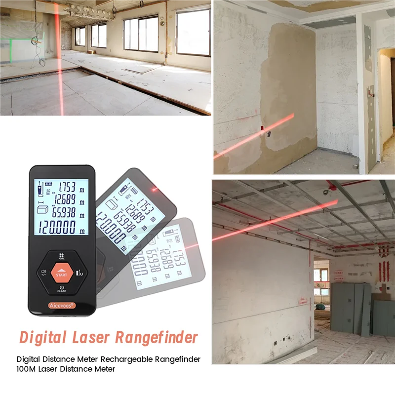 

Digital Distance Meter Rechargeable Rangefinder 100M Laser Distance Meter Trena Laser Tape Measure Roulette Range Finder Durable