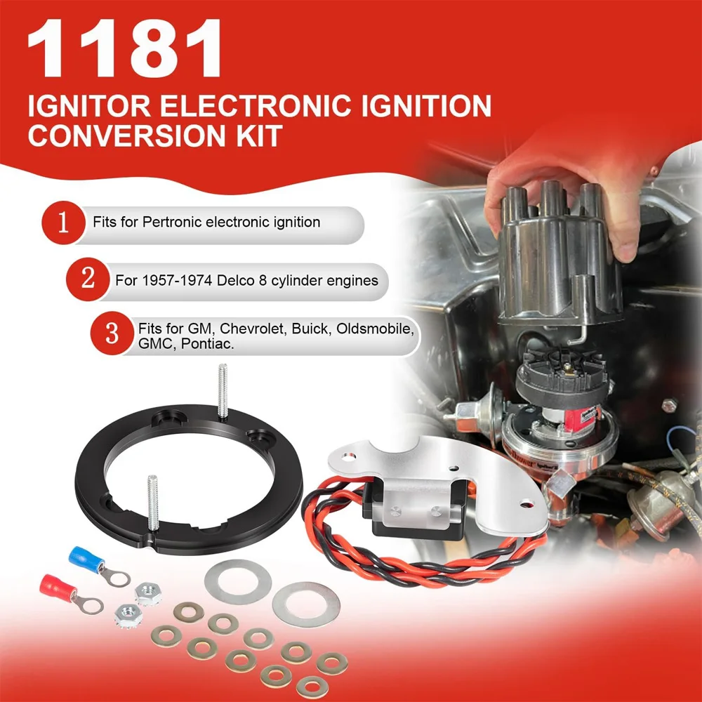 Replacement for Pertronix 1181 Ignitor Electronic Ignition Conversion Kit Fits for Delco 8 Cylinder Engines 1957-1974