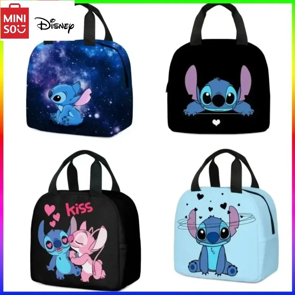 MINISO Stitch torba na drugie śniadanie dla dzieci szkoła podstawowa pudełko na drugie śniadanie torba najlepszy prezent dla dzieci Cartoon Mochila