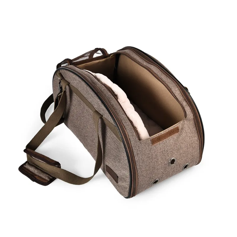 

Durable Outdoor Faux Linen Fashion Dog Cat Pet Carrier Bag Airline Pet Carrier for Small Medium Dog